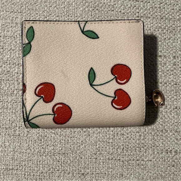 Coach Cherry Print Card Holder - Cream and Red - Picture 2 of 4